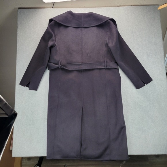 Reiss Bridget Wool Blend Blindseam Coat Black Waist Tie Size 12 Classic Designer - Picture 11 of 12